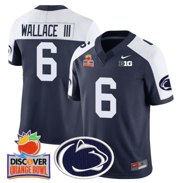 Penn State Nittany Lions 2024 Orange Bowl Jersey N1 – All Stitched – Navy Alternate – Harrison Wallace III Jersey
