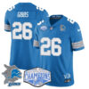 Detroit Lions 2024 NFC North Champions Gold Jersey – All Stitched – Jahmyr Gibbs – 26 – Blue Jersey