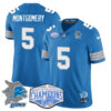 Detroit Lions 2024 NFC North Champions Gold Jersey – All Stitched – David Montgomery – 5 – Blue Jersey