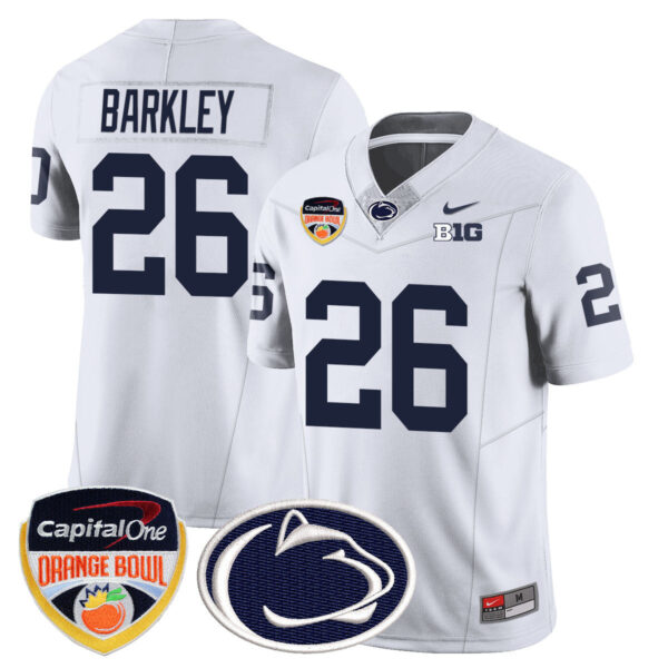 Penn State Nittany Lions 2024 Orange Bowl Jersey – All Stitched – White – Saquon Barkley Jersey
