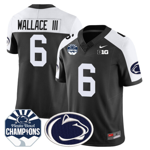 Penn State Nittany Lions 2024 Fiesta Bowl Champions Jersey – All Stitched – Black Alternate – Harrison Wallace III Jersey