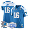 Detroit Lions 2024 NFC North Champions Gold Jersey – All Stitched – Jared Goff – 16 – Blue Alternate Jersey