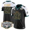 Eagles 2024 NFC East Division Champions Gold Trim Vapor Limited Jersey – All Stitched – Black Alternate – Saquon Barkley Jersey