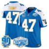 Detroit Lions 2024 NFC North Division Champions Patch Gold Trim Vapor Limited Jersey – All Stitched – Blue Alternate – Donald Trump Jersey