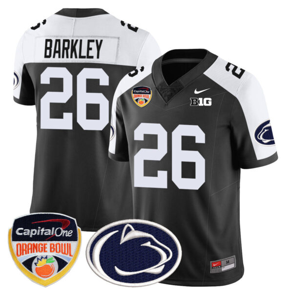 Penn State Nittany Lions 2024 Orange Bowl Jersey – All Stitched – Black Alternate – Saquon Barkley Jersey