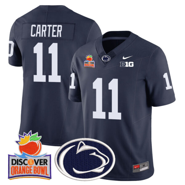 Penn State Nittany Lions 2024 Orange Bowl Jersey N1 – All Stitched – Navy – Abdul Carter Jersey