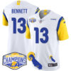 Los Angeles Rams 2024 NFC West Division Champions Jersey N1 – All Stitched – Stetson Bennett – 13 – White Jersey