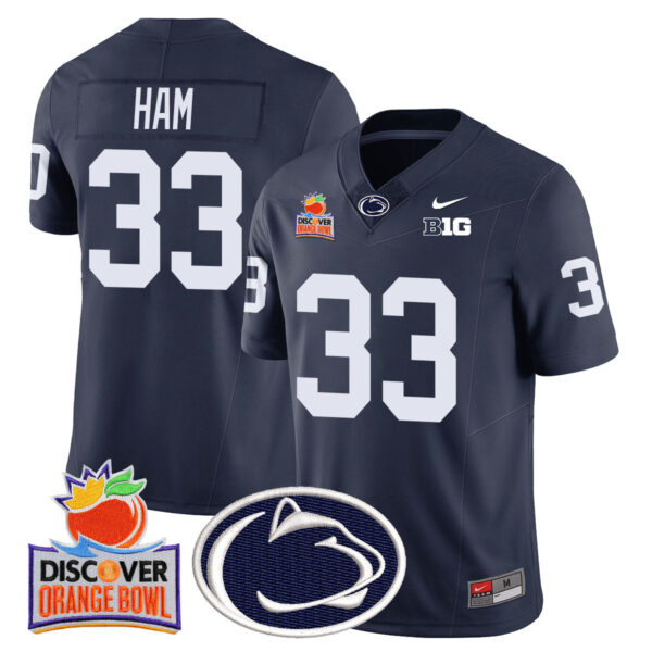 Penn State Nittany Lions 2024 Orange Bowl Jersey N1 – All Stitched – Navy – Jack Ham Jersey