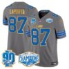 Detroit Lions 2024 NFC North Division Champions Patch Gold Trim Vapor Limited Jersey – All Stitched – Gray – Sam Laporta Jersey