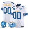 Detroit Lions 2024 NFC North Division Champions Patch Gold Trim Vapor Limited Custom Jersey – All Stitched – White Jersey