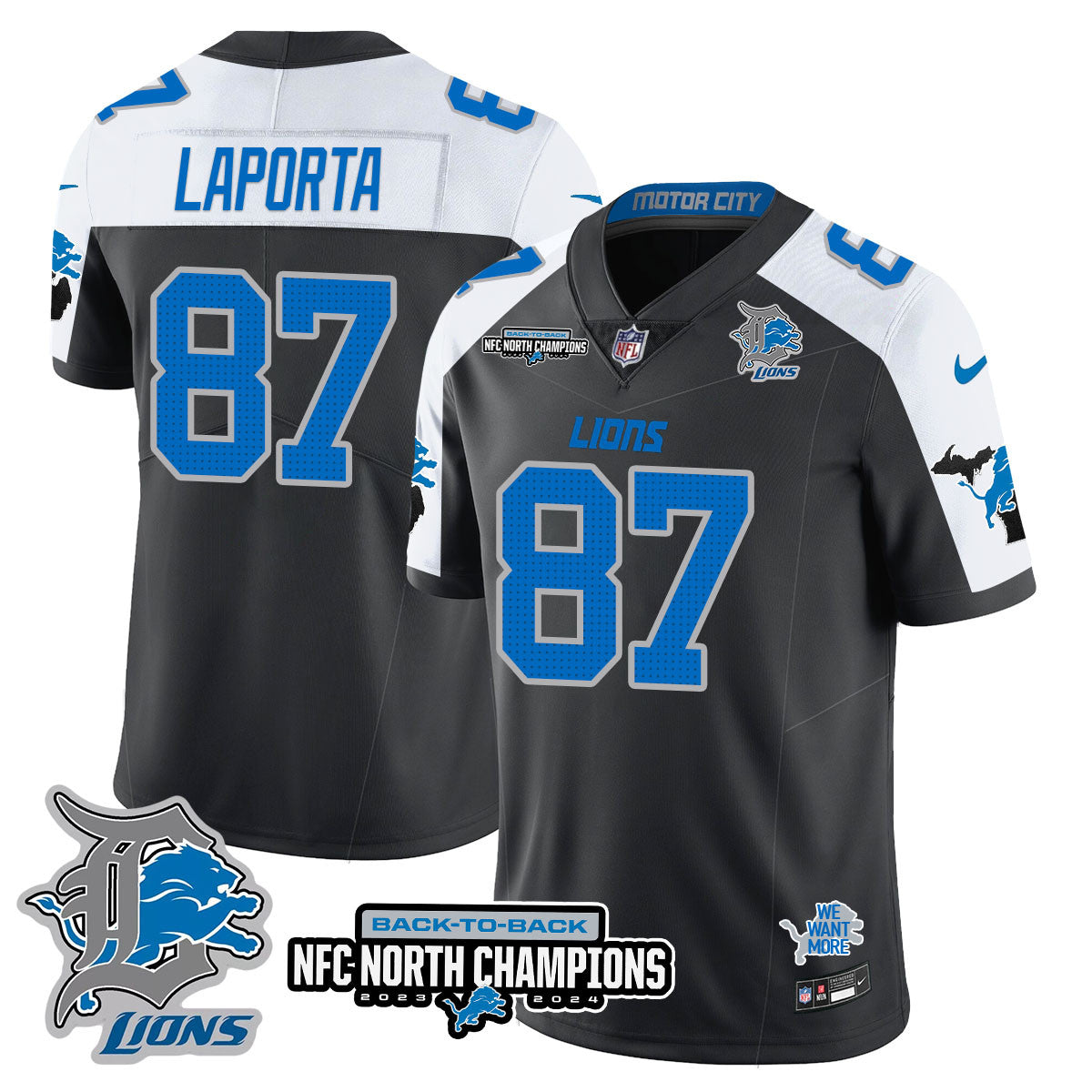 Detroit Lions – Sam LaPorta – 87 – Black Alternate Jersey