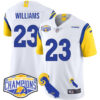 Los Angeles Rams 2024 NFC West Division Champions Jersey N1 – All Stitched – Kyren Williams – 23 – White Jersey