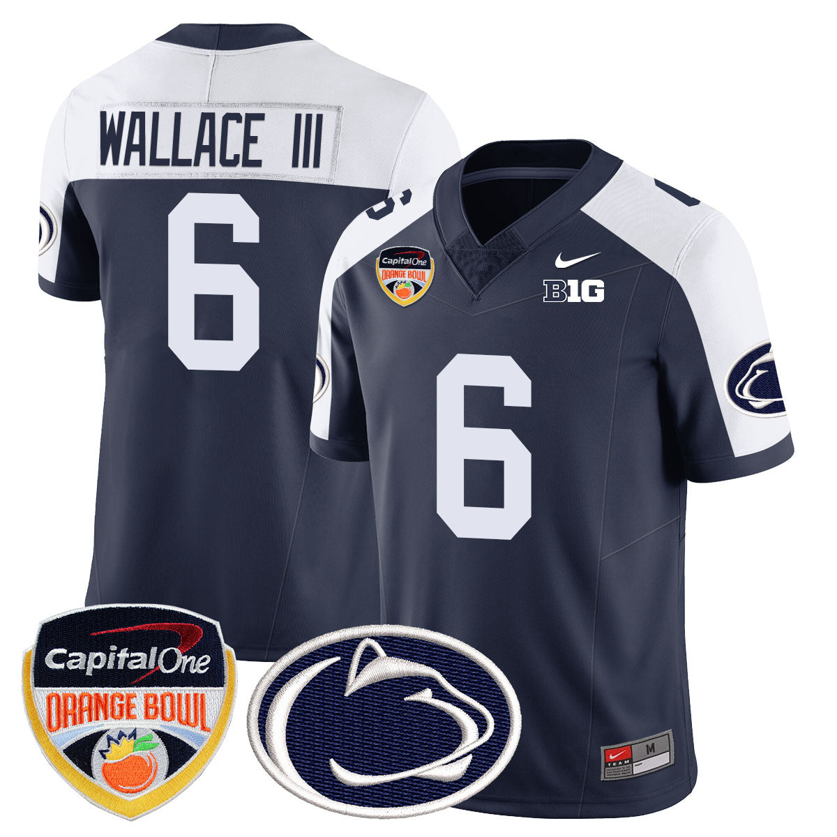 Penn State Nittany Lions 2024 Orange Bowl Jersey – All Stitched – Navy Alternate – Harrison Wallace III Jersey
