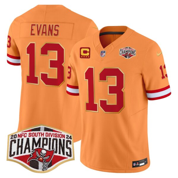 Buccaneers Creamsicle 2024 NFC South Division Champions Patch Gold Trim Vapor Limited Jersey – All Stitched – Creamsicle – Mike Evans Jersey