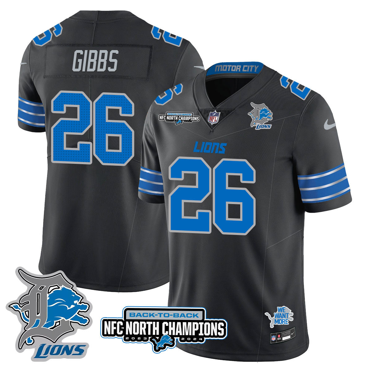Detroit Lions – Jahmyr Gibbs – 26 – Black Jersey
