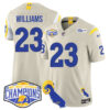Los Angeles Rams 2024 NFC West Division Champions Jersey N1 – All Stitched – Kyren Williams – 23 – Bone Jersey