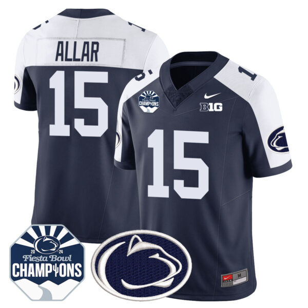 Penn State Nittany Lions 2024 Fiesta Bowl Champions Jersey – All Stitched – Navy Alternate – Drew Allar Jersey