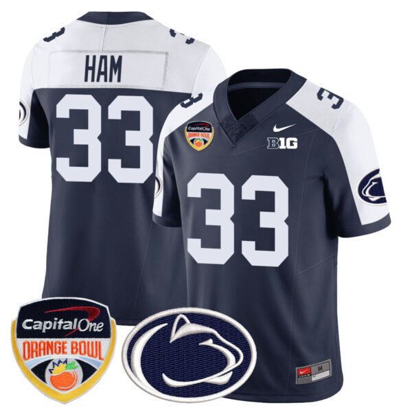 Penn State Nittany Lions 2024 Orange Bowl Jersey – All Stitched – Navy Alternate – Jack Ham Jersey