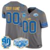 Detroit Lions 2024 NFC North Division Champions Patch Gold Trim Vapor Limited Custom Jersey – All Stitched – Gray Jersey