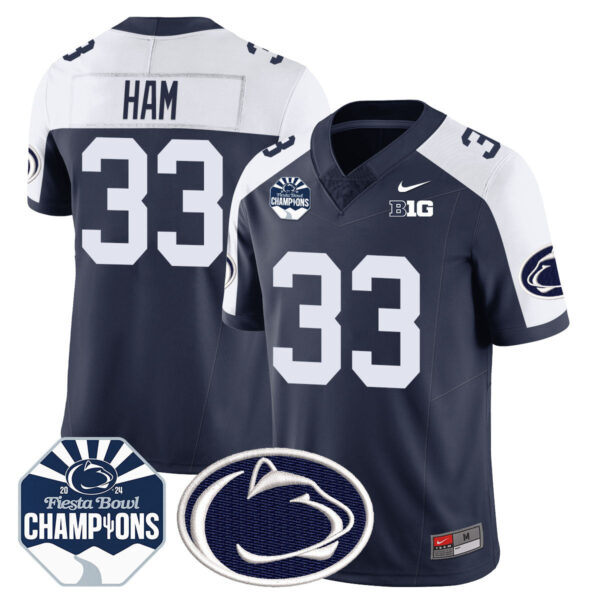 Penn State Nittany Lions 2024 Fiesta Bowl Champions Jersey – All Stitched – Navy Alternate – Jack Ham Jersey