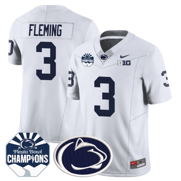 Penn State Nittany Lions 2024 Fiesta Bowl Champions Jersey – All Stitched – White – Julian Fleming Jersey
