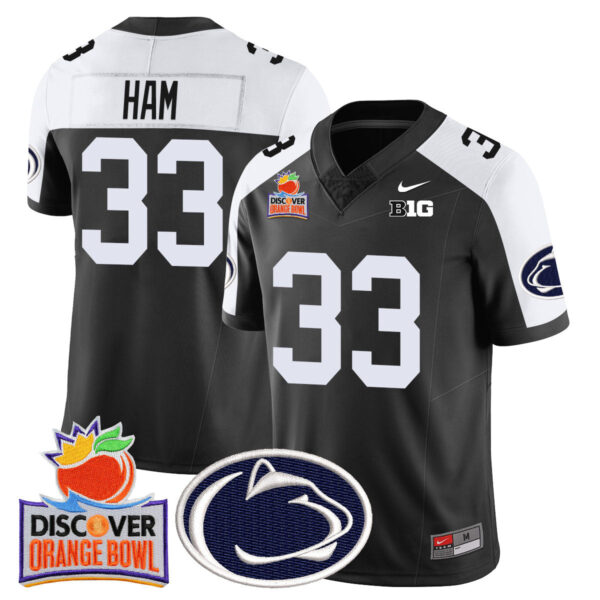 Penn State Nittany Lions 2024 Orange Bowl Jersey N1 – All Stitched – Black Alternate – Jack Ham Jersey