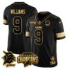Detroit Lions 2024 NFC North Champions Gold Jersey N2 – All Stitched – Jameson Williams – 9 – Black Gold Jersey
