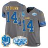 Detroit Lions 2024 NFC North Division Champions Patch Gold Trim Vapor Limited Jersey – All Stitched – Gray – St. Brown Jersey