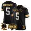 Detroit Lions 2024 NFC North Champions Gold Jersey N2 – All Stitched – David Montgomery – 5 – Black Limited Jersey