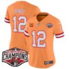 Women’s Tampa Bay Buccaneers Creamsicle 2024 NFC South Division Champions Patch Vapor Limited Jersey – All Stitched – Creamsicle – Tom Brady Jersey