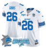 Detroit Lions 2024 NFC North Champions Gold Jersey N1 – All Stitched – Jahmyr Gibbs – 26 – White Jersey