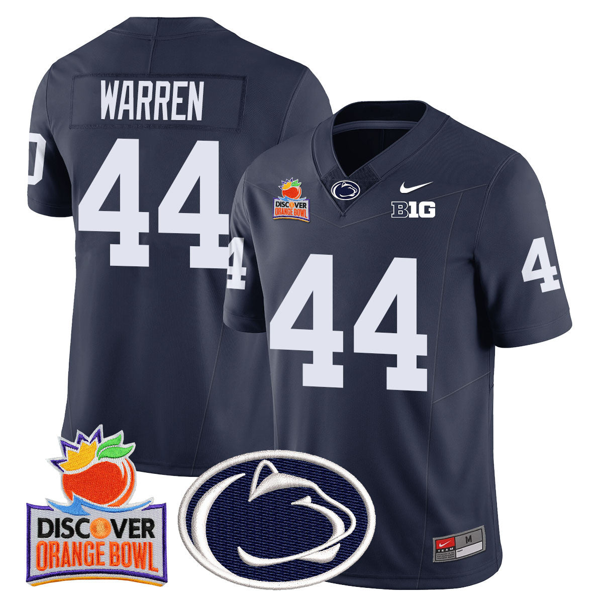 Penn State Nittany Lions 2024 Orange Bowl Jersey N1 – All Stitched – Navy – Tyler Warren Jersey