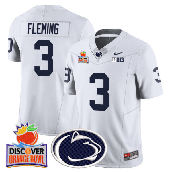 Penn State Nittany Lions 2024 Orange Bowl Jersey N1 – All Stitched – White – Julian Fleming Jersey