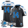 Detroit Lions 2024 NFC North Champions Gold Jersey N2 – All Stitched – Amon-Ra St. Brown – 14 – Black Alternate Jersey
