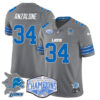Detroit Lions 2024 NFC North Champions Gold Jersey – All Stitched – Alex Anzalone – 34 – Gray Jersey