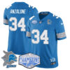 Detroit Lions 2024 NFC North Champions Gold Jersey – All Stitched – Alex Anzalone – 34 – Blue Jersey