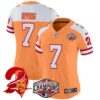 Women’s Tampa Bay Buccaneers Creamsicle 2024 NFC South Division Champions Patch Vapor Limited Jersey – All Stitched – Creamsicle Alternate – Bucky Irving Jersey