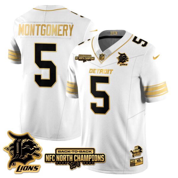 Detroit Lions – David Montgomery – 5 – White Gold Jersey