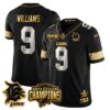 Detroit Lions 2024 NFC North Champions Gold Jersey N2 – All Stitched – Jameson Williams – 9 – Black Limited Jersey