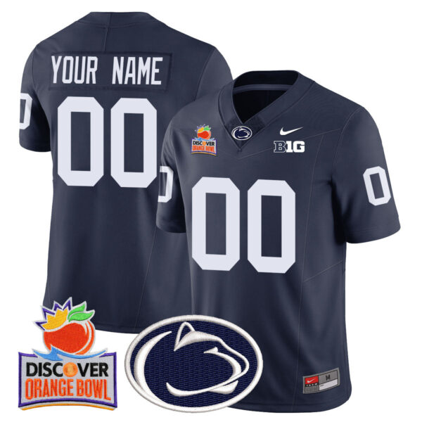 Custom Gender/Name Penn State Nittany Lions 2024 Orange Bowl Jersey N1 – All Stitched – Navy Jersey