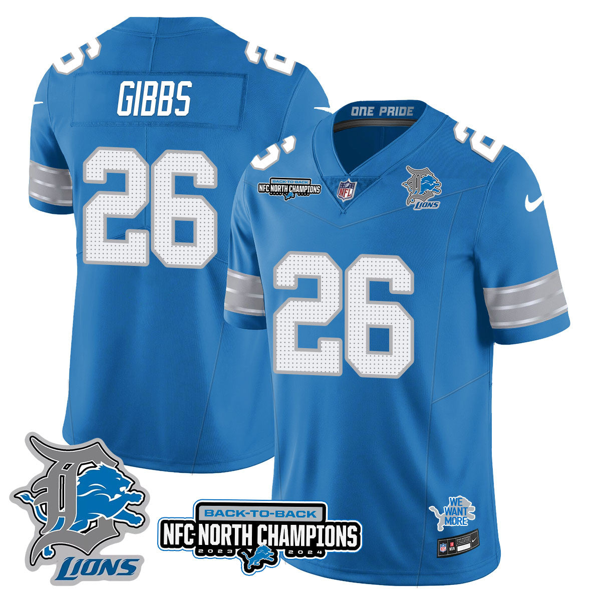 Detroit Lions – Jahmyr Gibbs – 26 – Blue Jersey