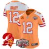 Women’s Tampa Bay Buccaneers Creamsicle 2024 NFC South Division Champions Patch Vapor Limited Jersey – All Stitched – Creamsicle Alternate – Tom Brady Jersey