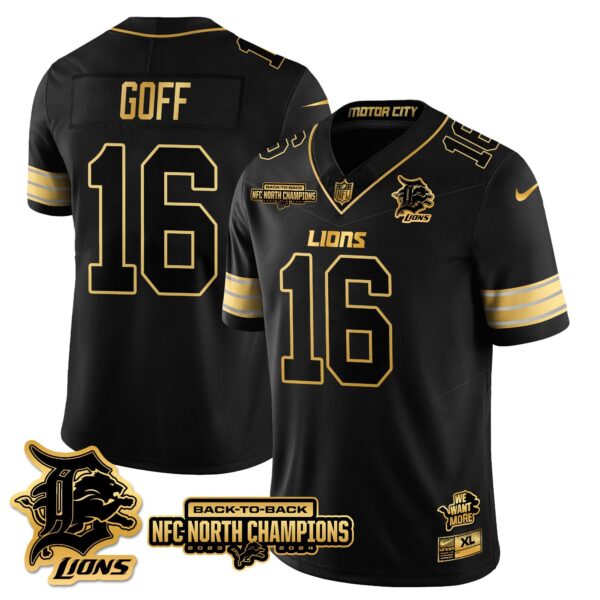 Detroit Lions – Jared Goff – 16 – Black Gold Jersey