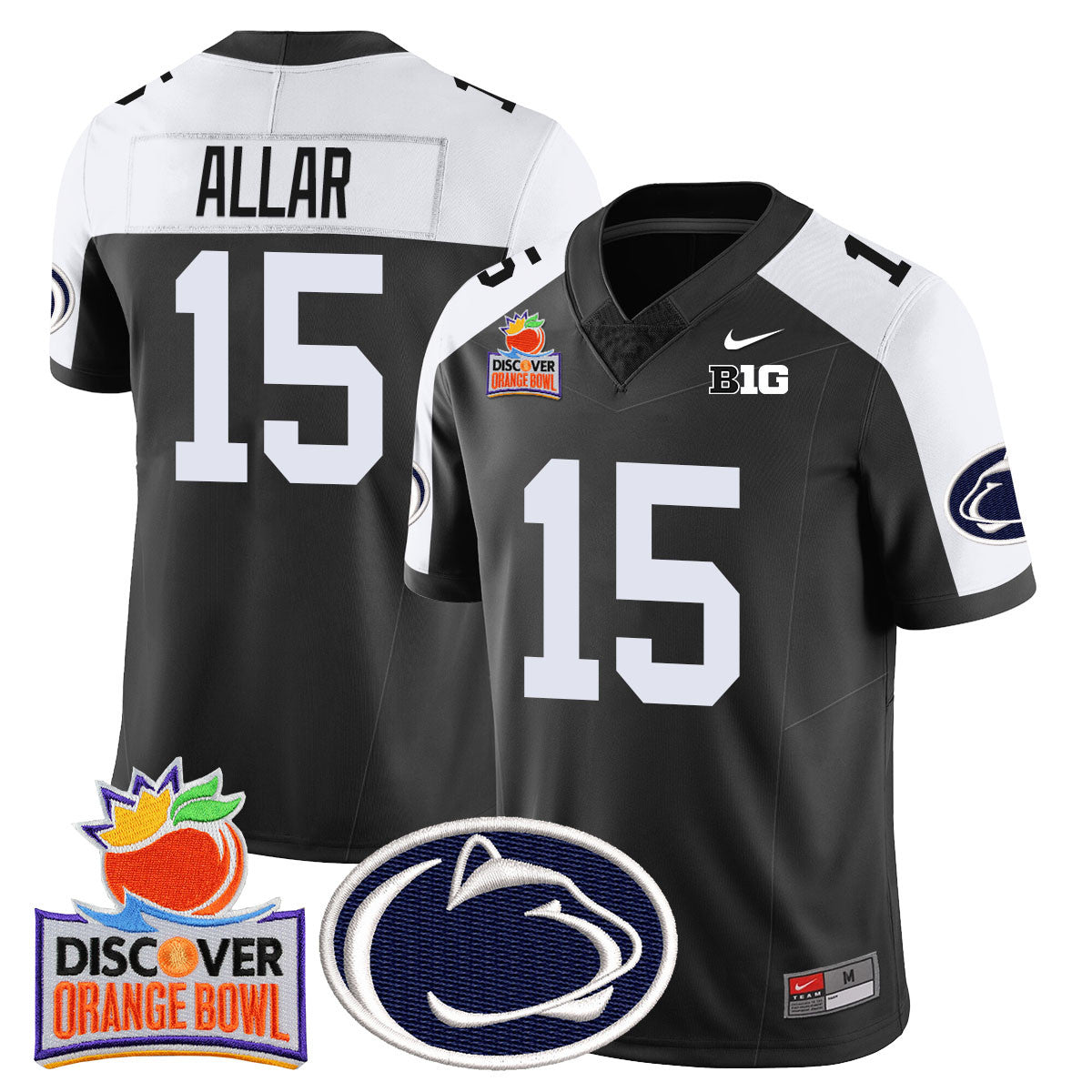 Penn State Nittany Lions 2024 Orange Bowl Jersey N1 – All Stitched – Black Alternate – Drew Allar Jersey