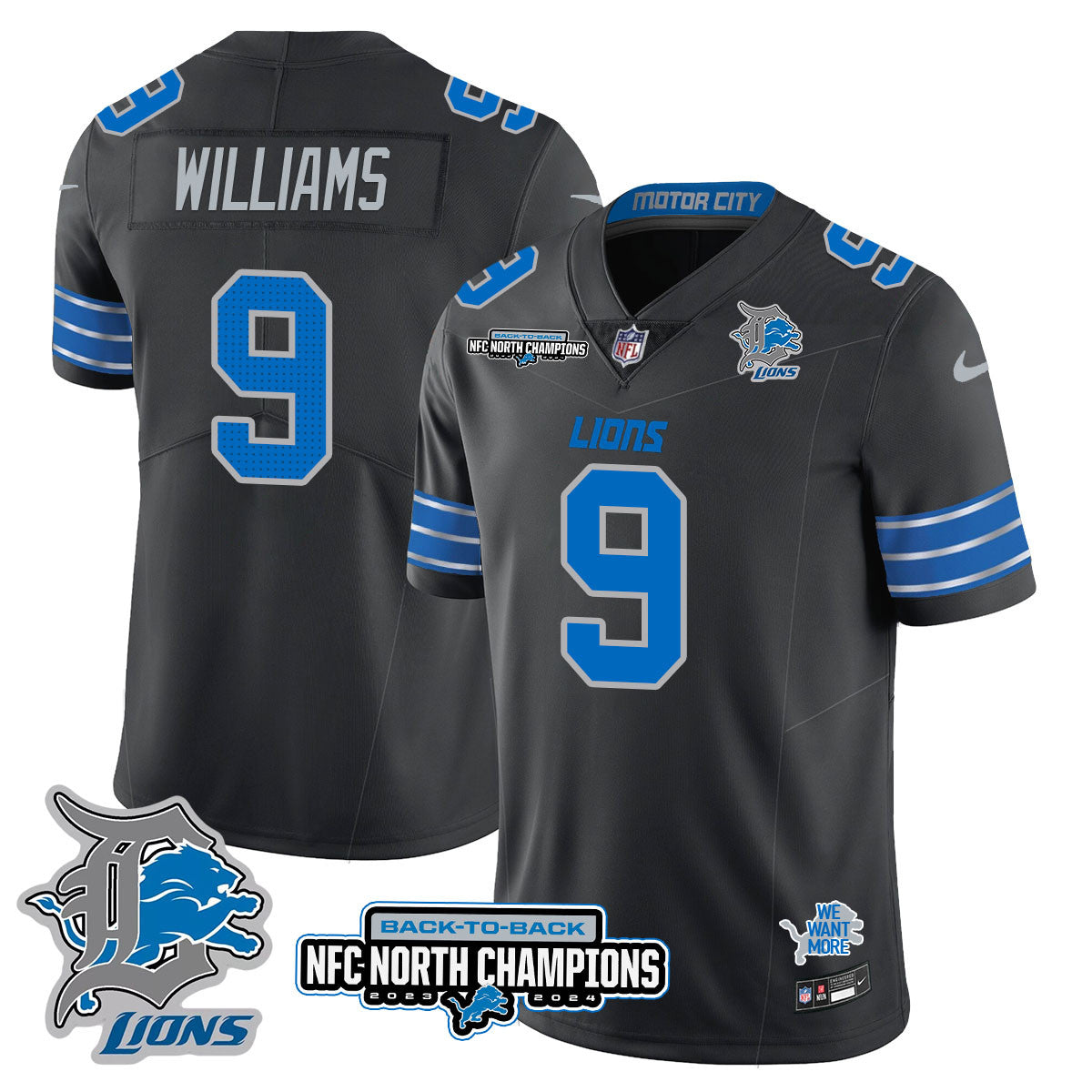 Detroit Lions – Jameson Williams – 9 – Black Jersey