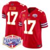 Bills 2024 AFC East Division Champions Gold Trim Vapor Limited Jersey – All Stitched – Red – Josh Allen Jersey