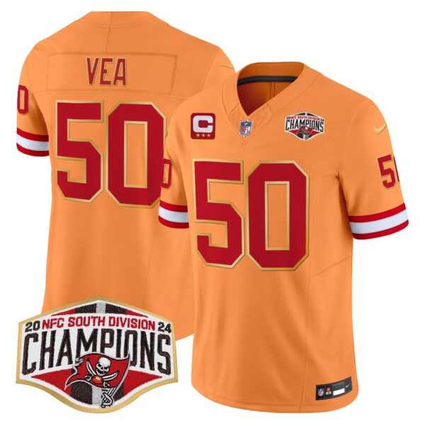 Buccaneers Creamsicle 2024 NFC South Division Champions Patch Gold Trim Vapor Limited Jersey – All Stitched – Creamsicle – Vita Vea Jersey