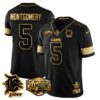 Detroit Lions 2024 NFC North Champions Gold Jersey – All Stitched – David Montgomery – 5 – Black Gold Jersey
