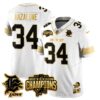 Detroit Lions 2024 NFC North Champions Gold Jersey N2 – All Stitched – Alex Anzalone – 34 – White Gold Jersey