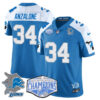 Detroit Lions 2024 NFC North Champions Gold Jersey – All Stitched – Alex Anzalone – 34 – Blue Alternate Jersey